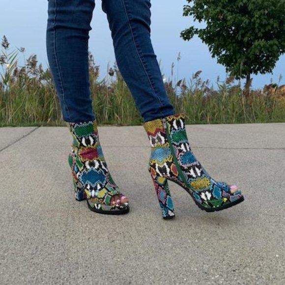 Multi-colored Peep Toe Boot - Picture 12 of 15